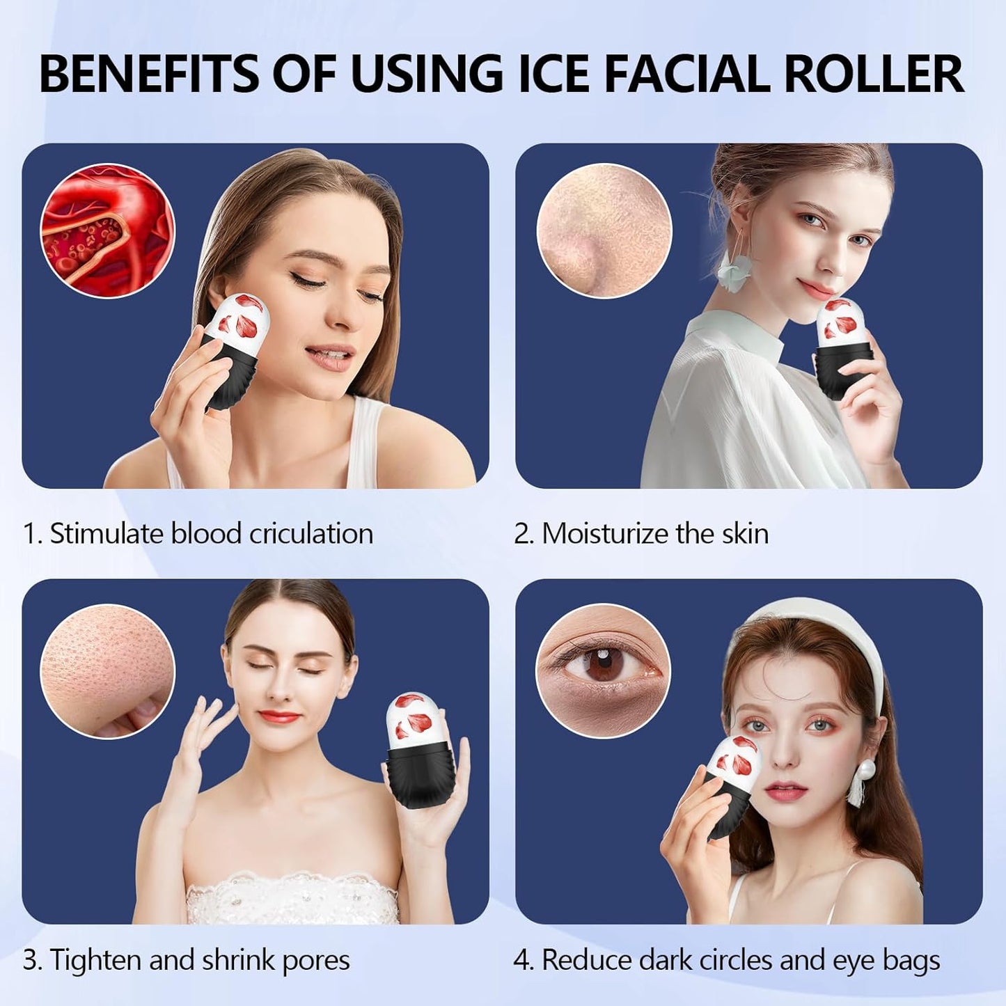 Blush Barco Ice Facial Roller – Reusable Skin Cooling Massager for Glowing, De-Puffed Skin